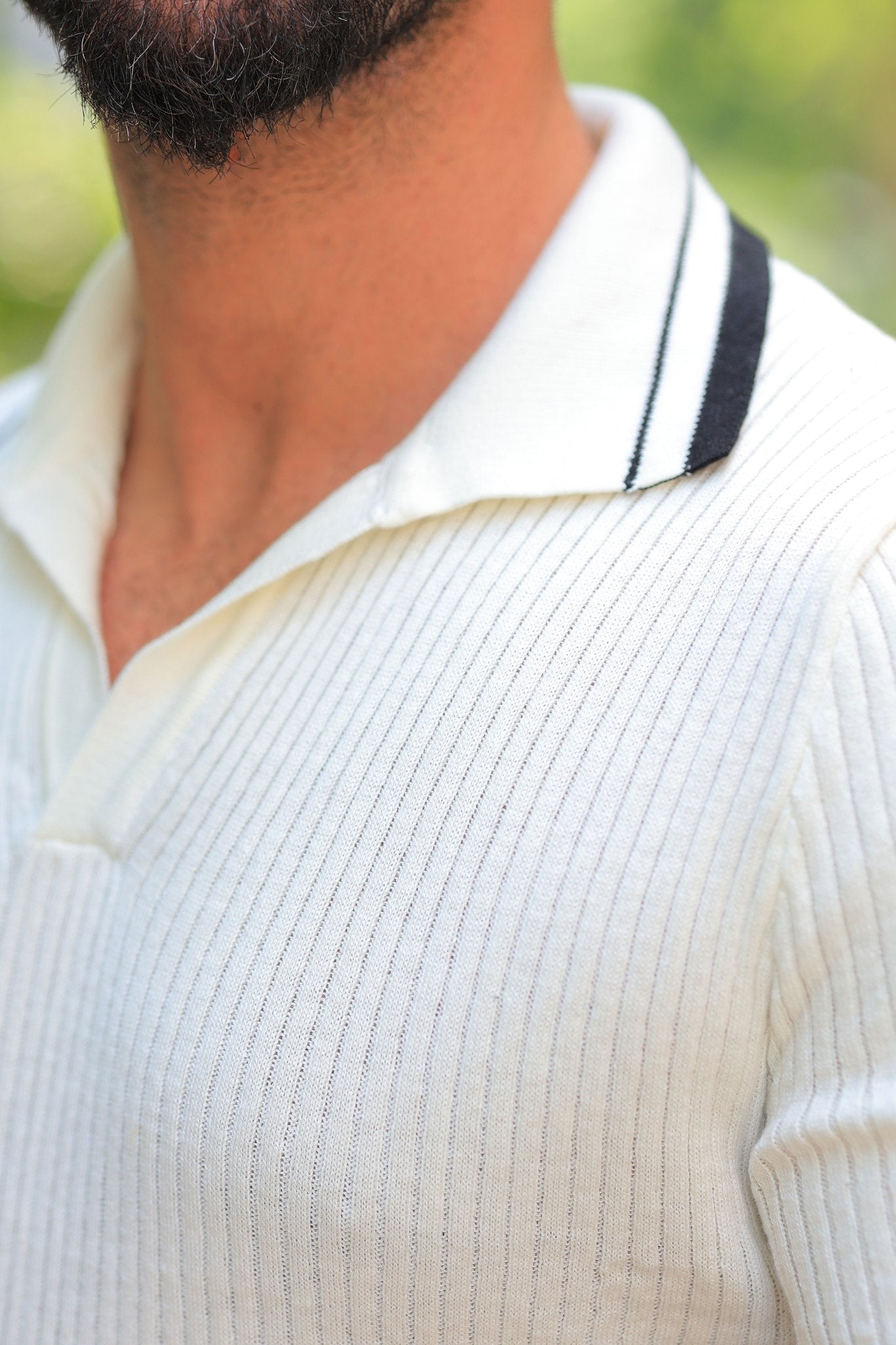 Strickpullover in Ecru – 100% Baumwolle, mit Elasthan, Feinripp, Regular Fit