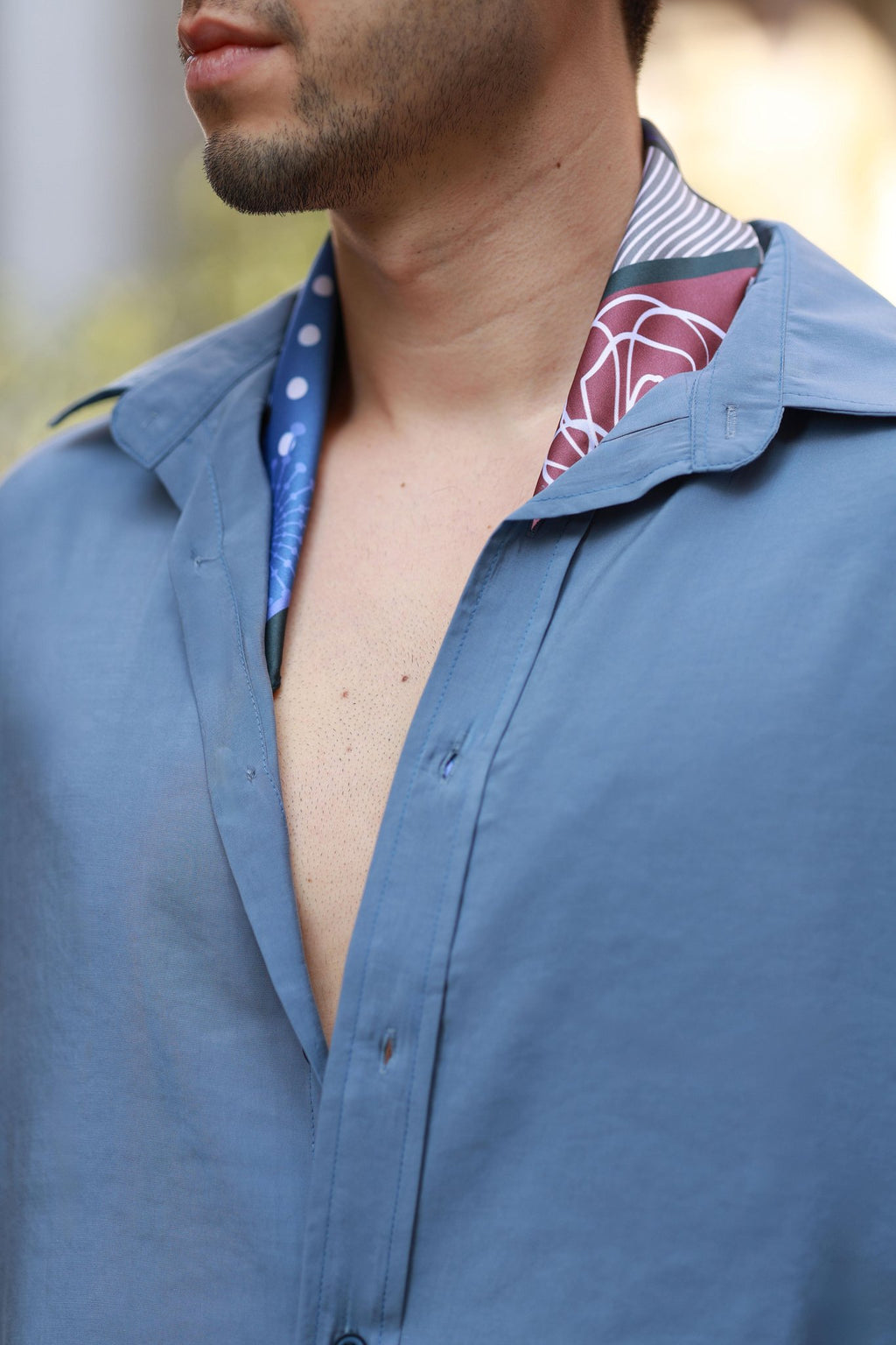 Erstklassig Hemd in Indigo – 70% Baumwolle / 30% Viskose, Oversize