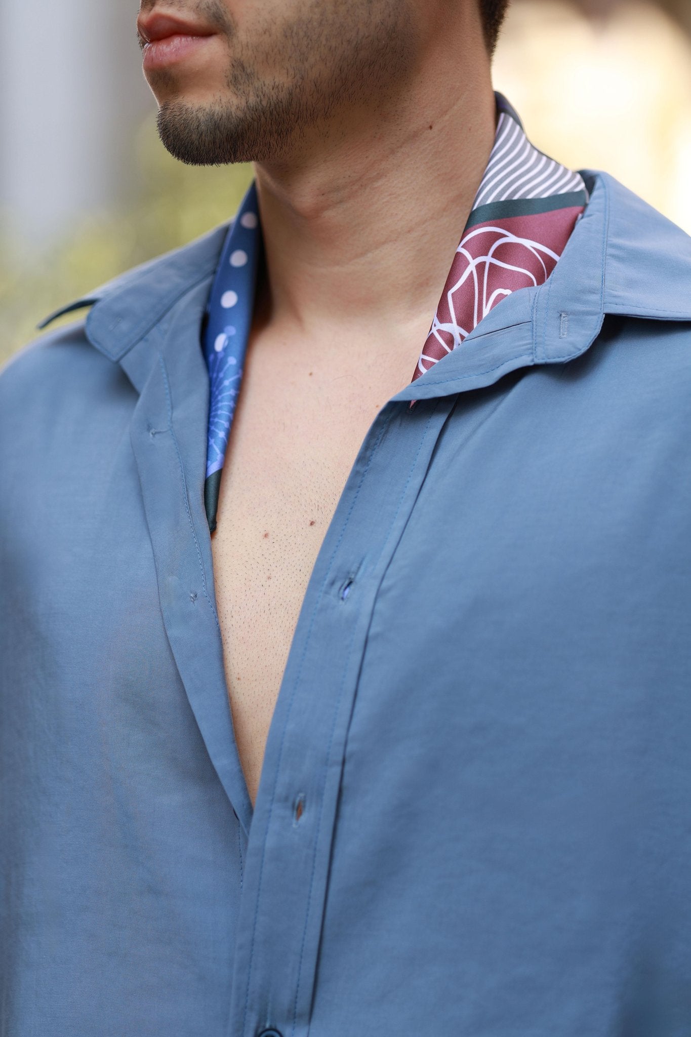Erstklassig Hemd in Indigo – 70% Baumwolle / 30% Viskose, Oversize