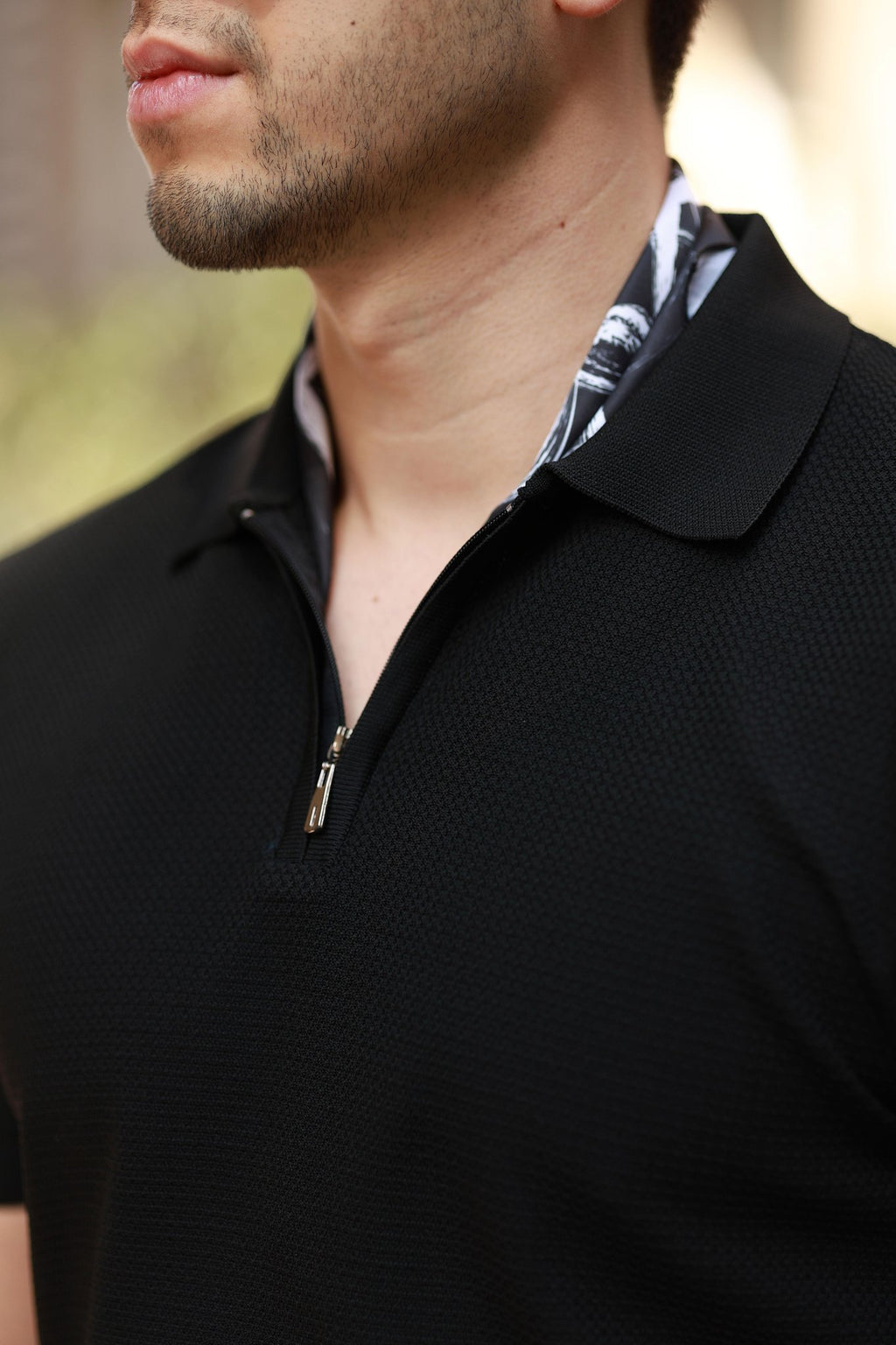Erstklassig Strickpullover in Schwarz – mit Reißverschlussdetail, Regular Fit