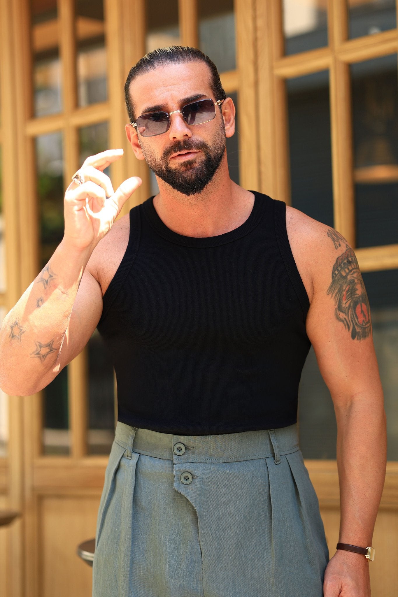 Premium Qualität Tanktop in Schwarz – strukturiert, Slim Fit