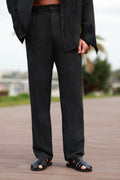 Premium Qualität Hose in Schwarz – 70% reines Leinen / 30% Baumwolle, Oversize