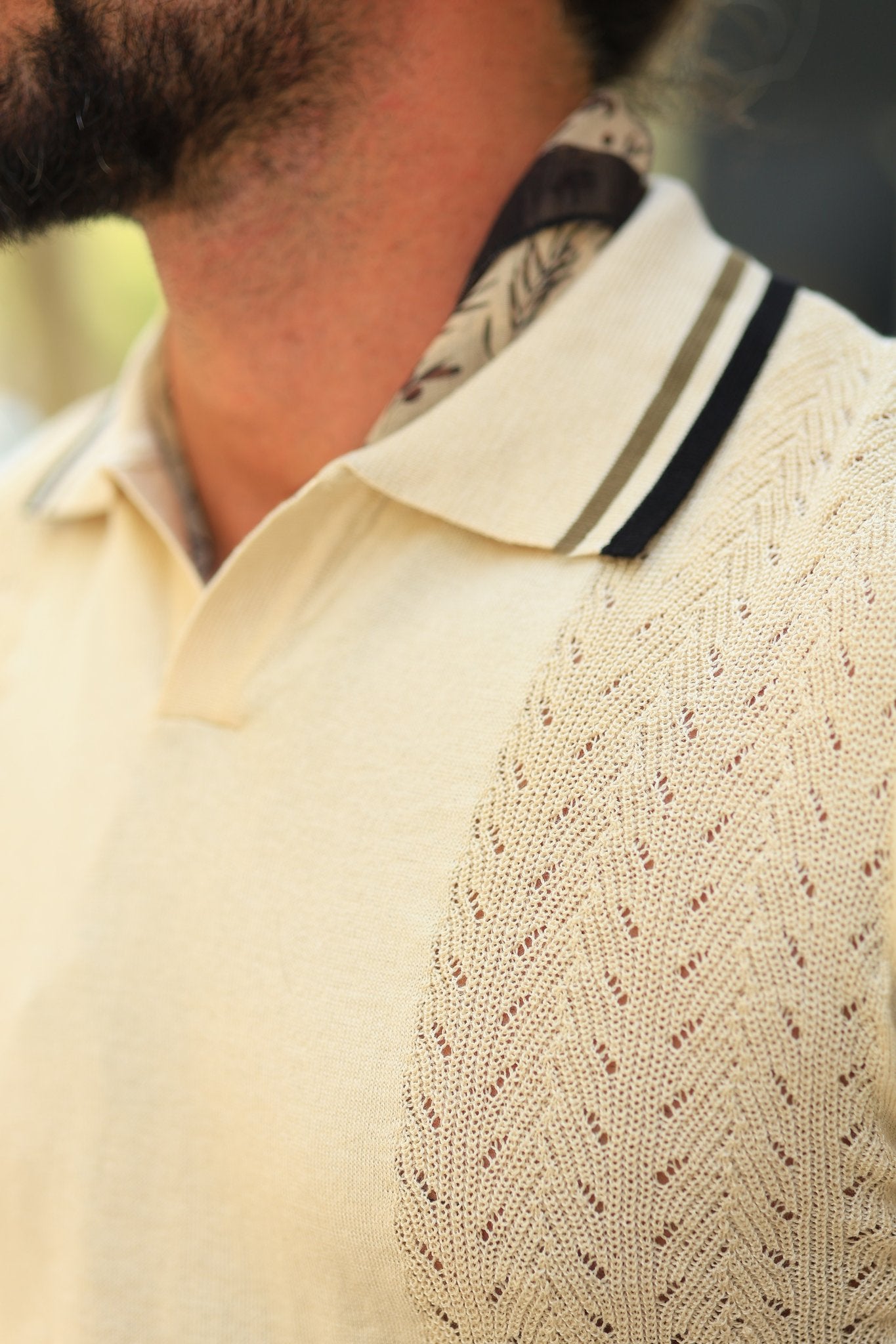 Mokeren Strickpullover in Beige – 100% Baumwolle, italienischer Kragen, Regular Fit