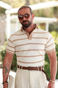 Premium Qualität Strickpullover in Beige – 70% Baumwolle / 30% Leinen, mit Streifendetail, Relaxed Fit