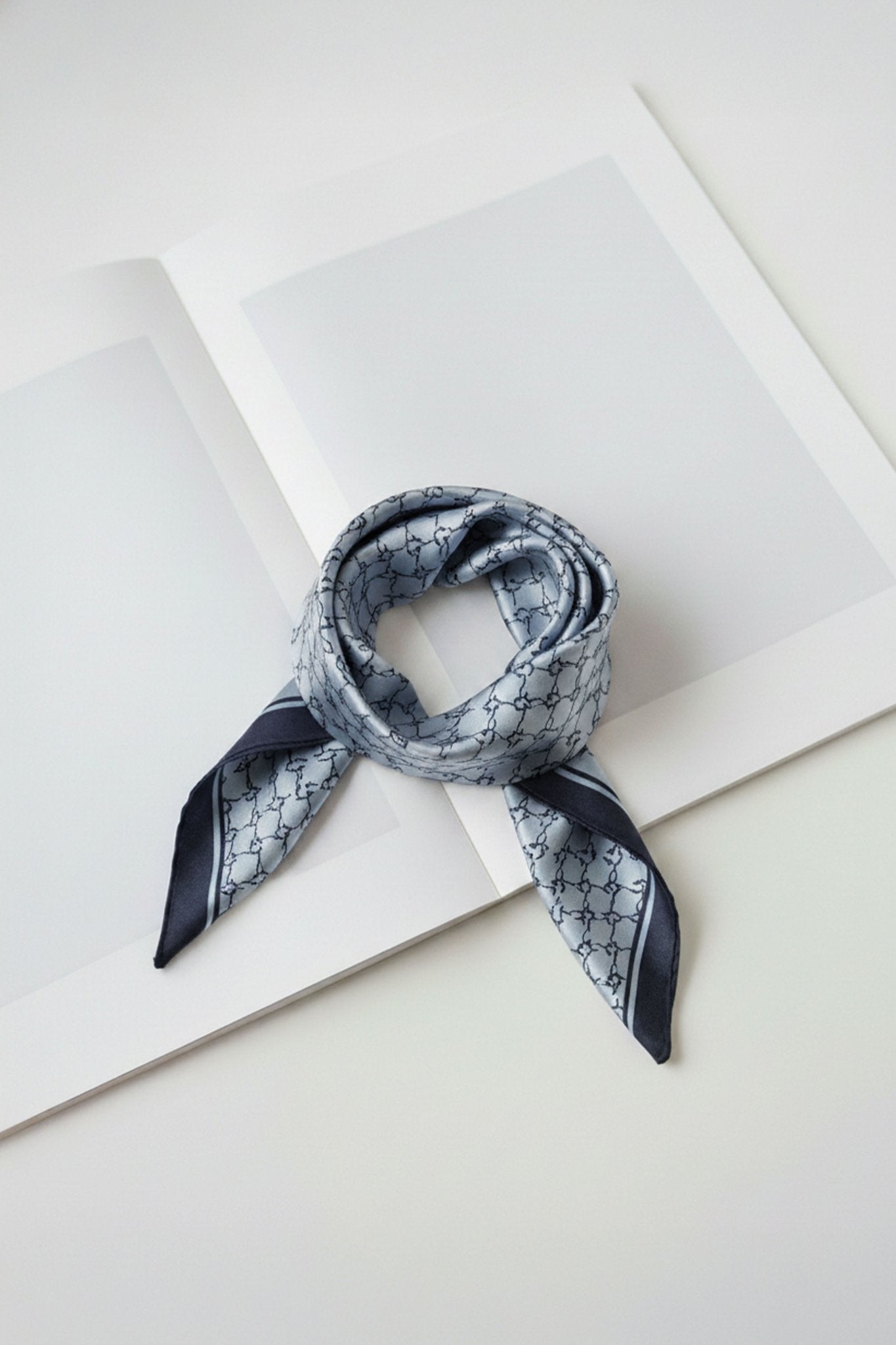 Schal in Blau – gemustert