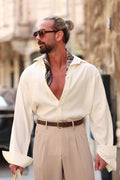 Erstklassig Hemd in Creme – 70% Baumwolle / 30% Viskose, Oversize