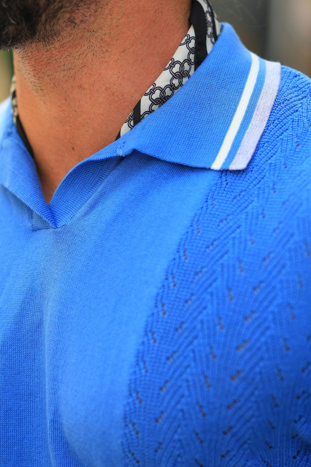 Mokeren Strickpullover in Eisblau – 100% Baumwolle, italienischer Kragen, Regular Fit