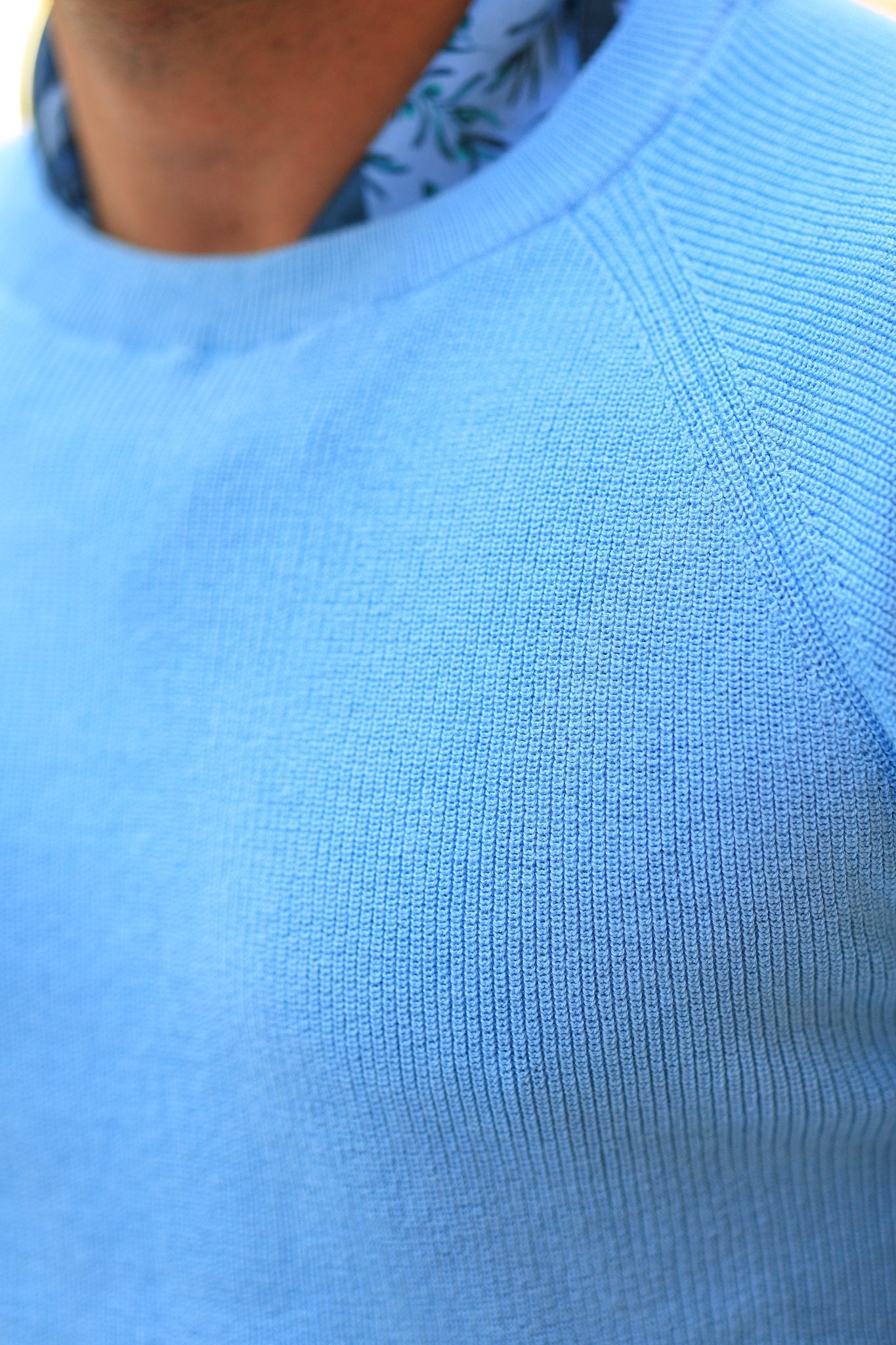 Strickpullover in Babyblau – 100% reine Baumwolle, Rundhalsausschnitt, Regular Fit