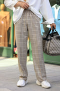 Premium Qualität Hose in Beige – kariert, Relaxed